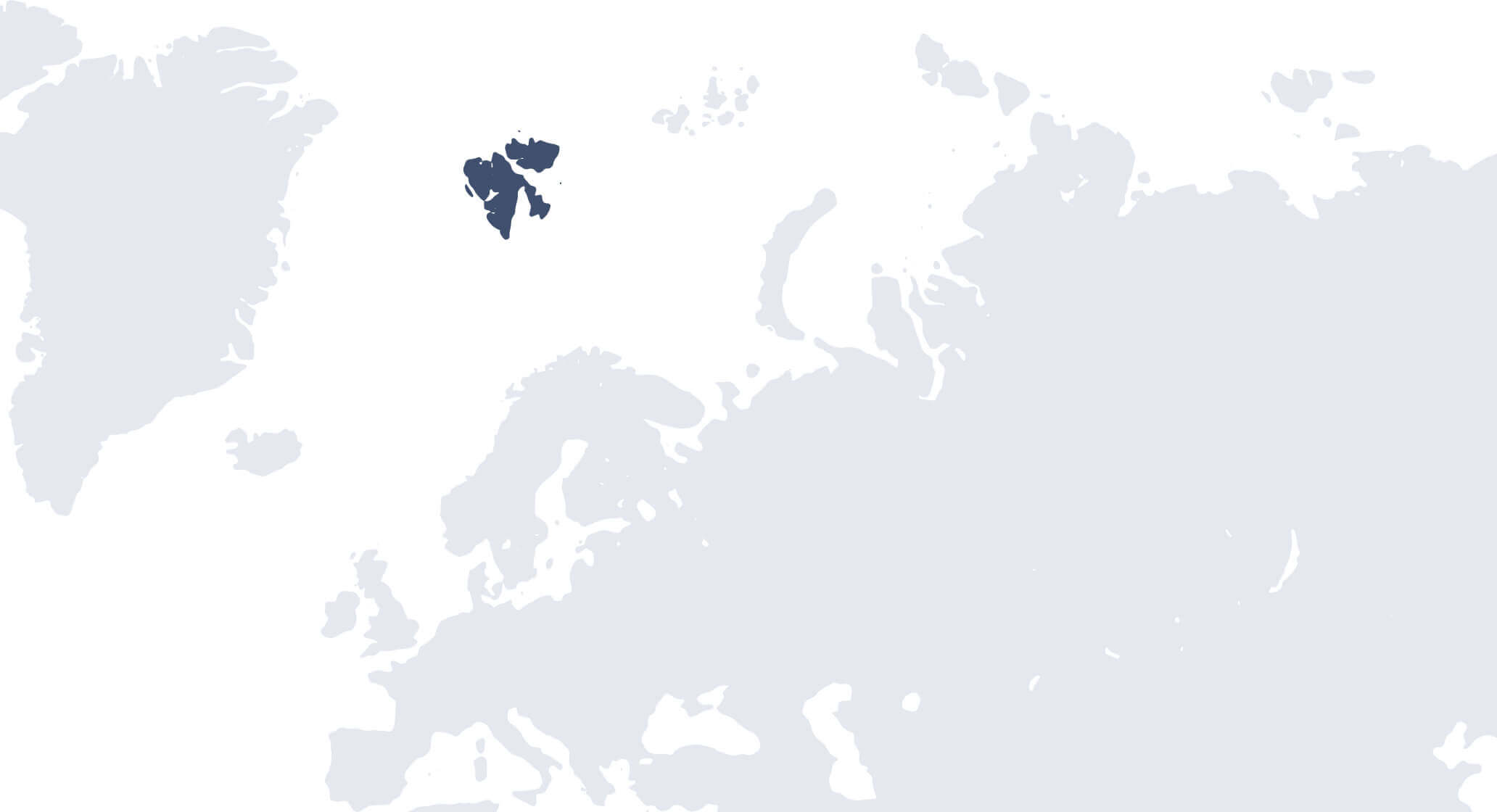 The location of Svalbard on the full map of Europe.