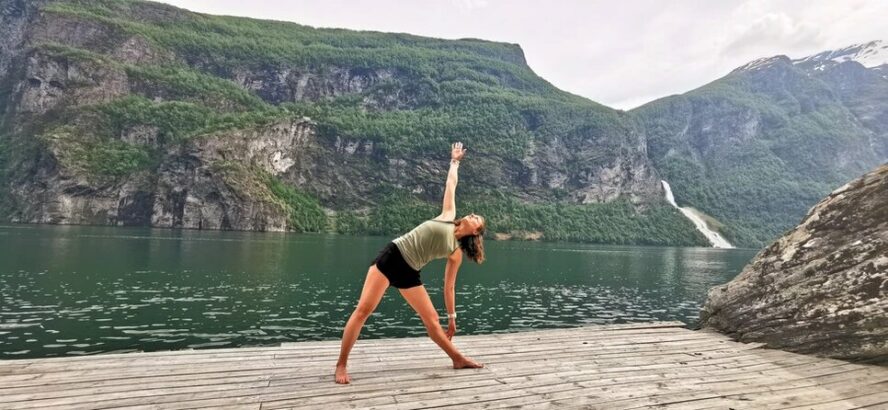 A woman doing yoga in Norway