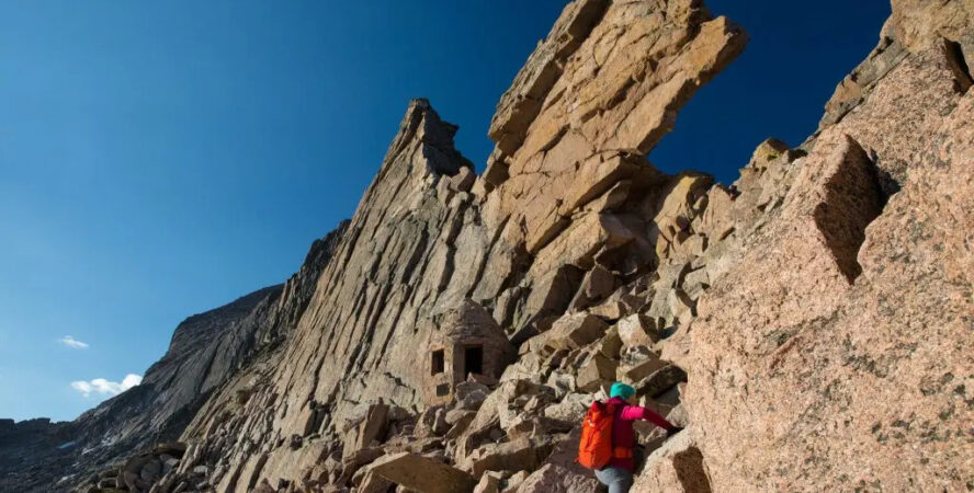 The Keyhole is a notch in the rugged ridge between Longs Peak and Storm Peak.