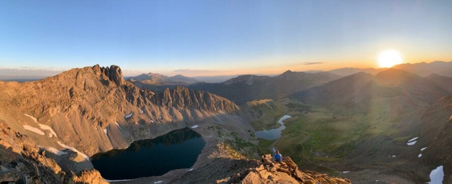 View from the top of Static Peak in Colorado after an early morning hike