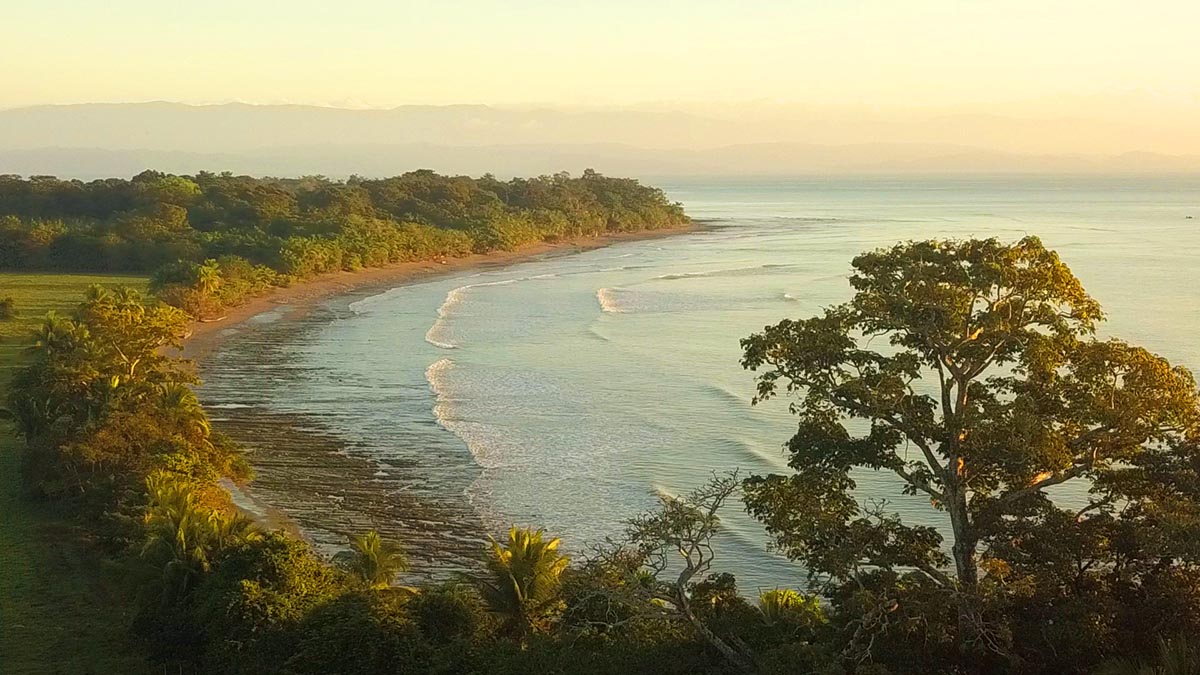 View of the national park from air during golden hour