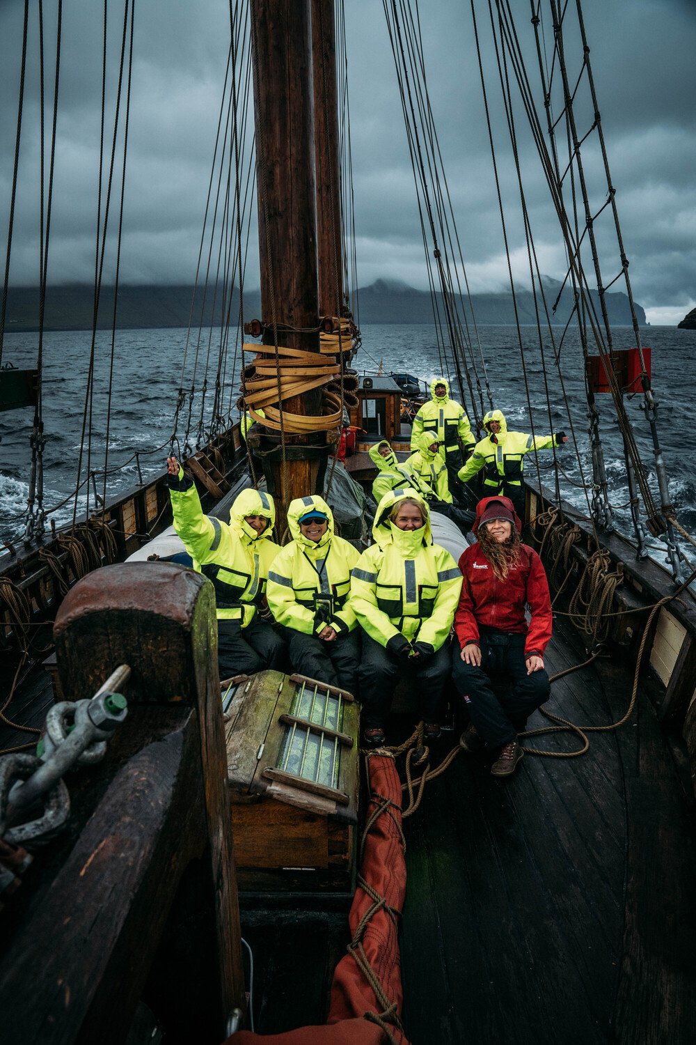 Sailboat crew in the Faroe Islands