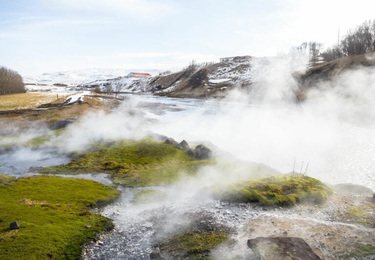 In Iceland, hot springs are a way of life. This Secret Lagoon and its misty hot waters are key to relaxation in Icelandic wilderness