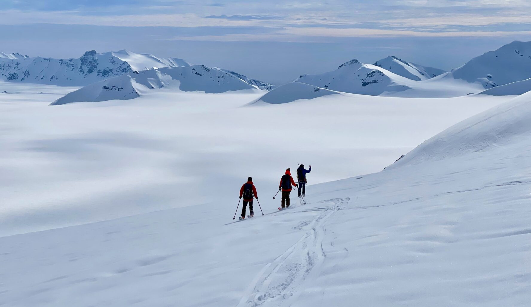 Skiers in Svalbard touring