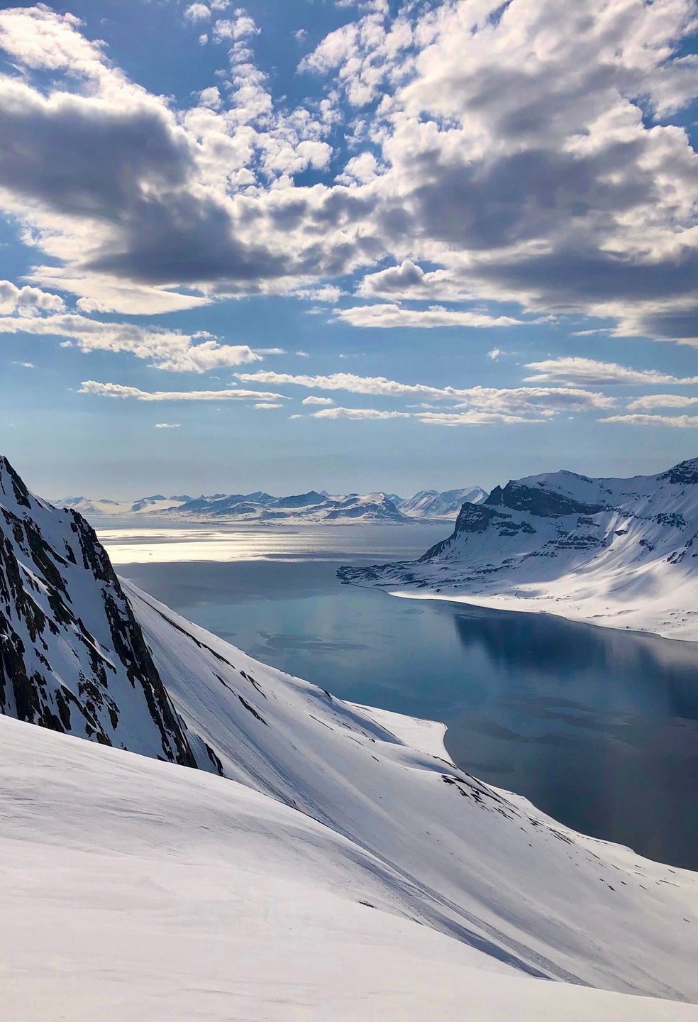 Snow-covered slopes in Svalbard