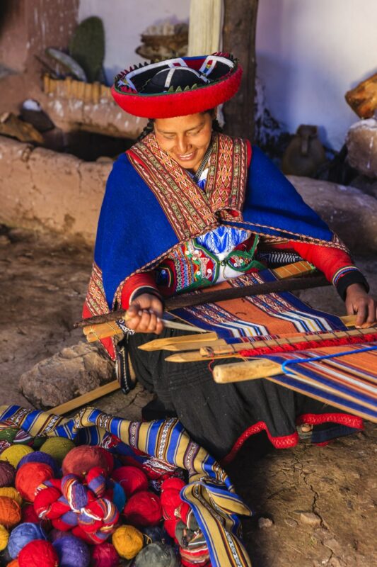 A Quechua woman weaving