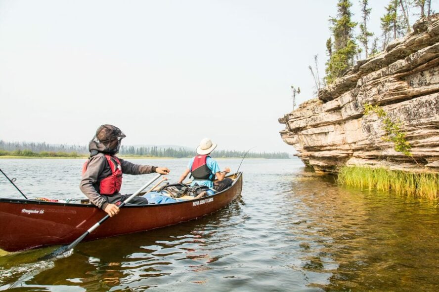 Paddlers on the Hawkrock River, Canada