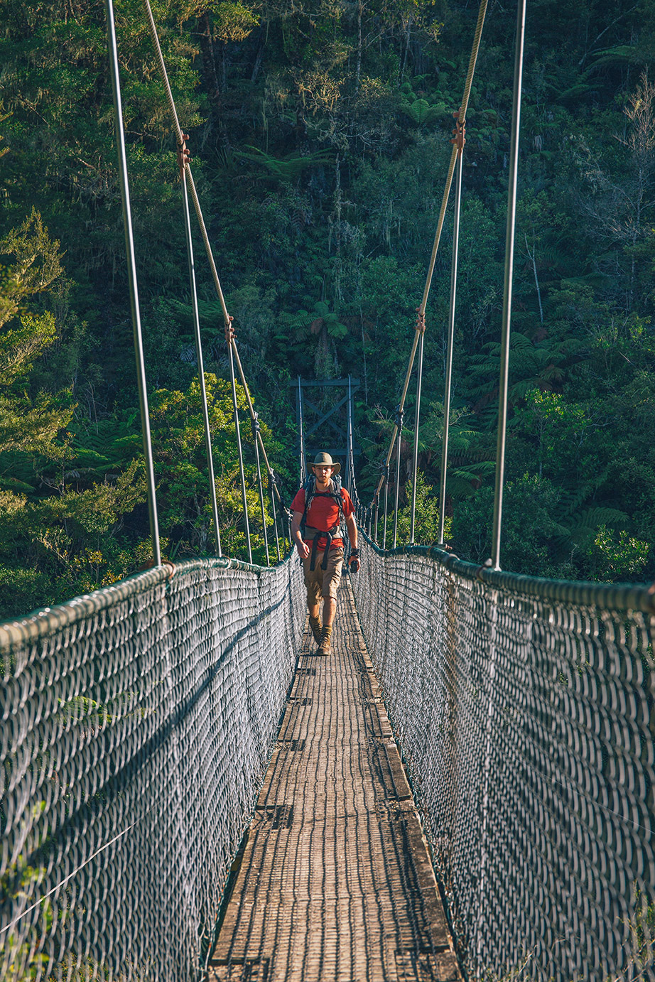 Walking over a bridge