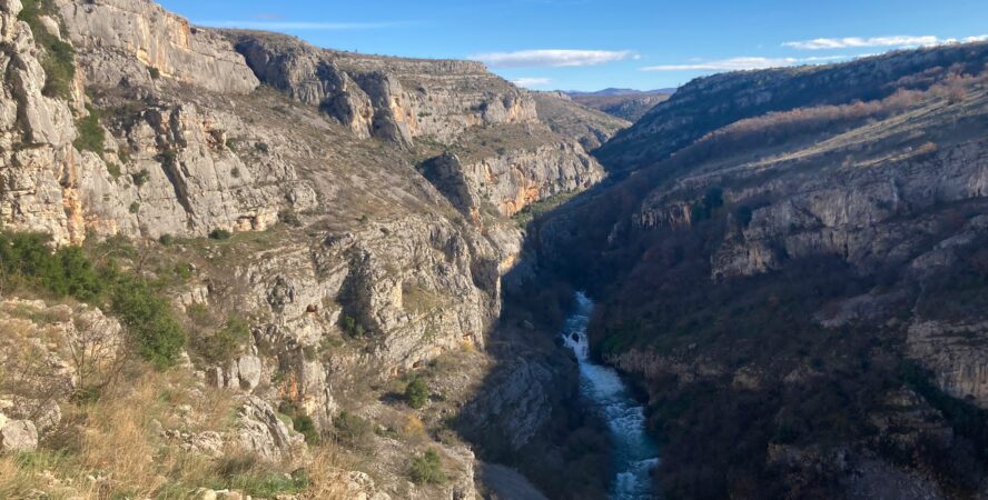 The Čikola canyon with sunny and shady side.