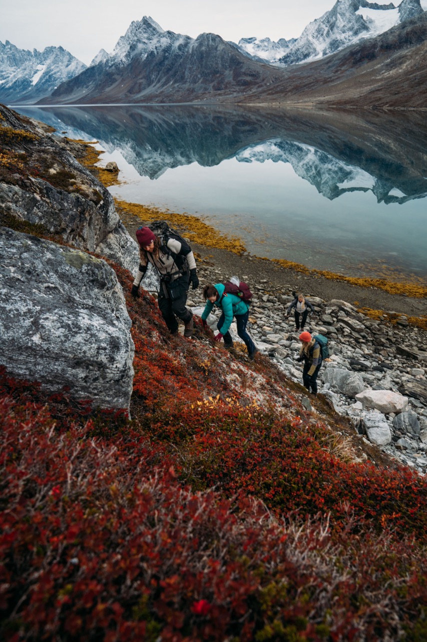 Climbing along the coloful coast of Greenland