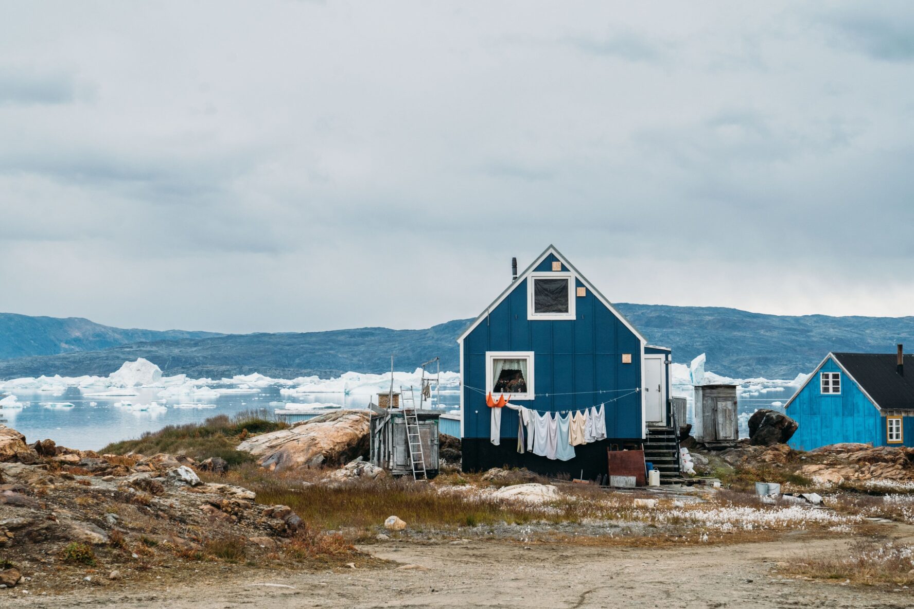 House in Greenland next to sea