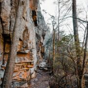 A view of a crag at Sunset Rock in the fall.