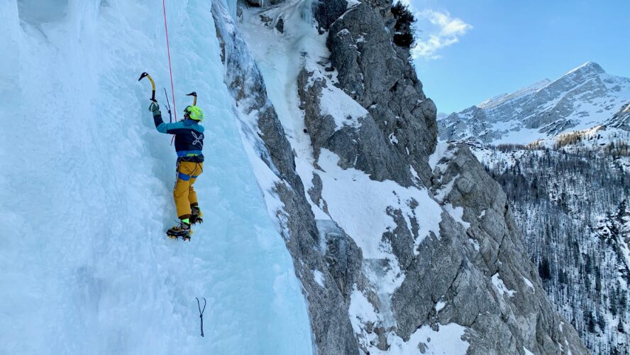 Advanced ice climbing in Kranjska Gora.