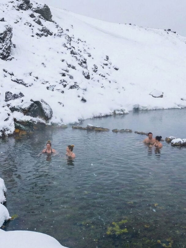 team hikers winter iceland