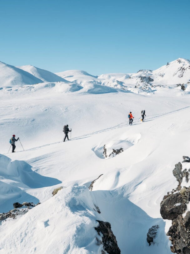 iceland winter four hikers