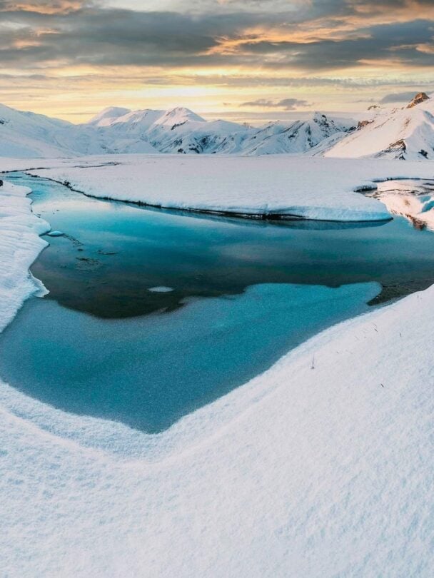 team hikers winter iceland
