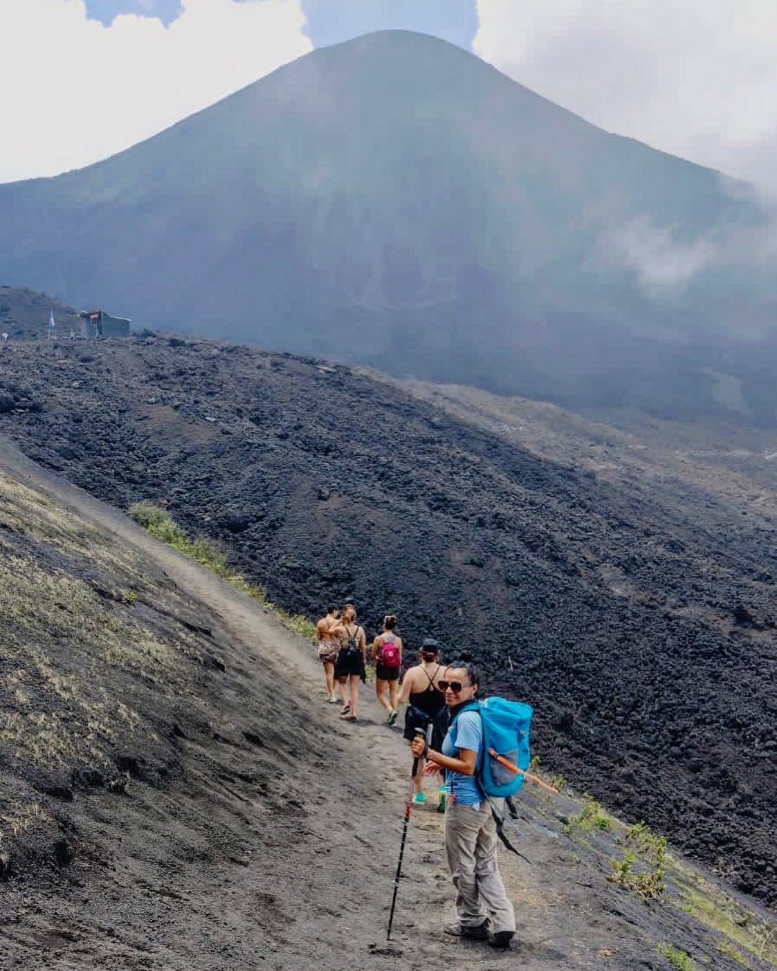 Hikers on a tour of Pacaya volcano in Guatemala