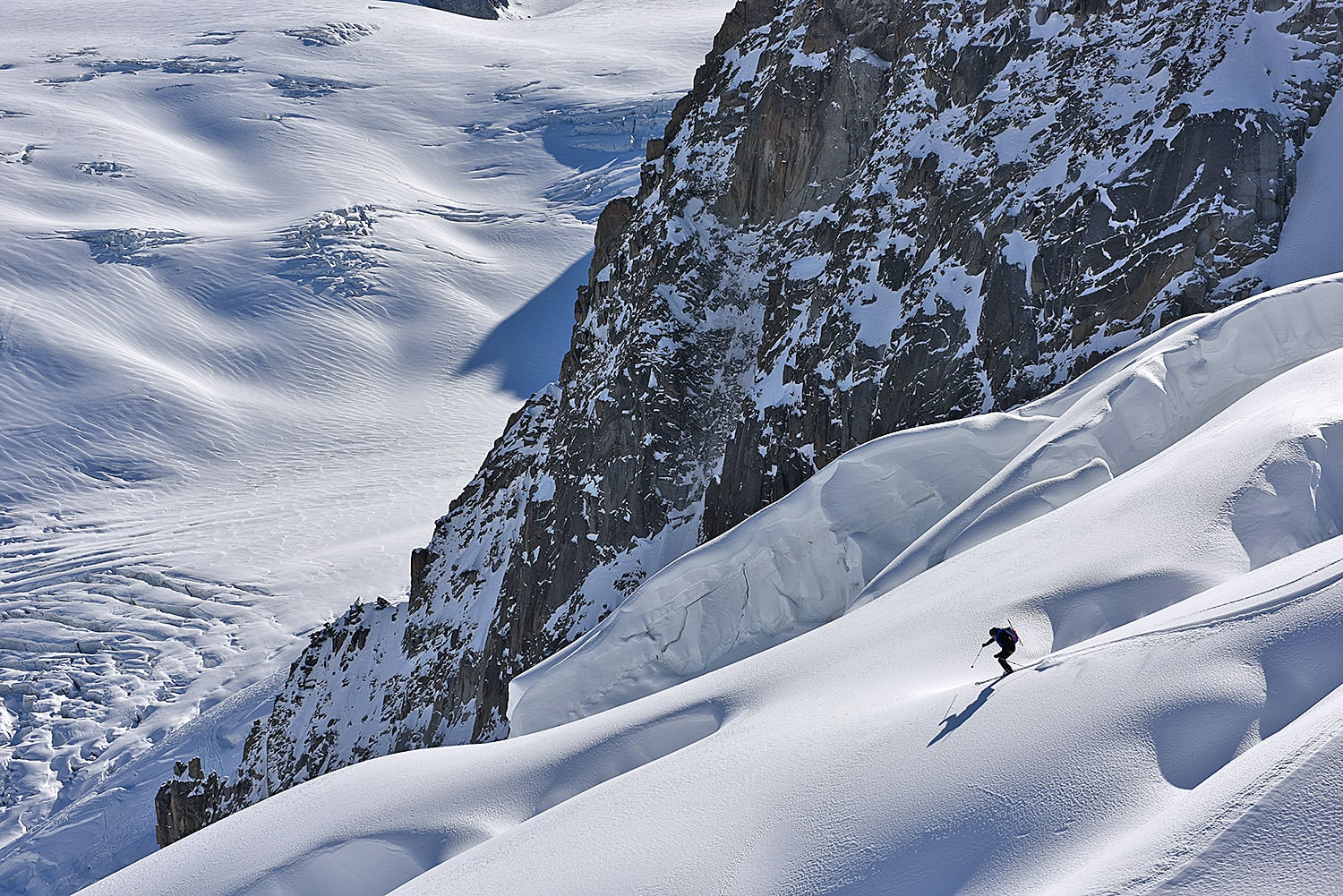 Panorama of ski slopes in Chamonix