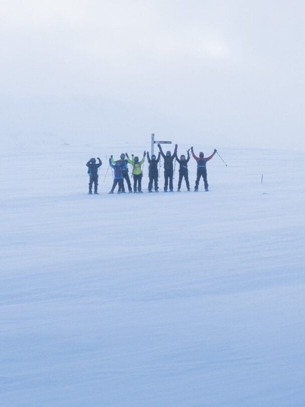 team hikers winter iceland