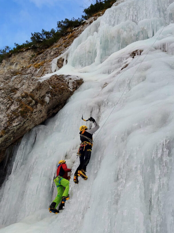 Advanced ice climbing in Kranjska Gora.