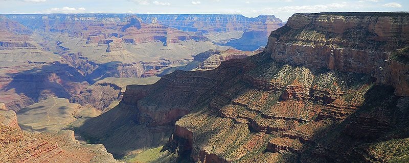  Views of the unique geological formations along the Hermit Trail in the Grand Canyon. 