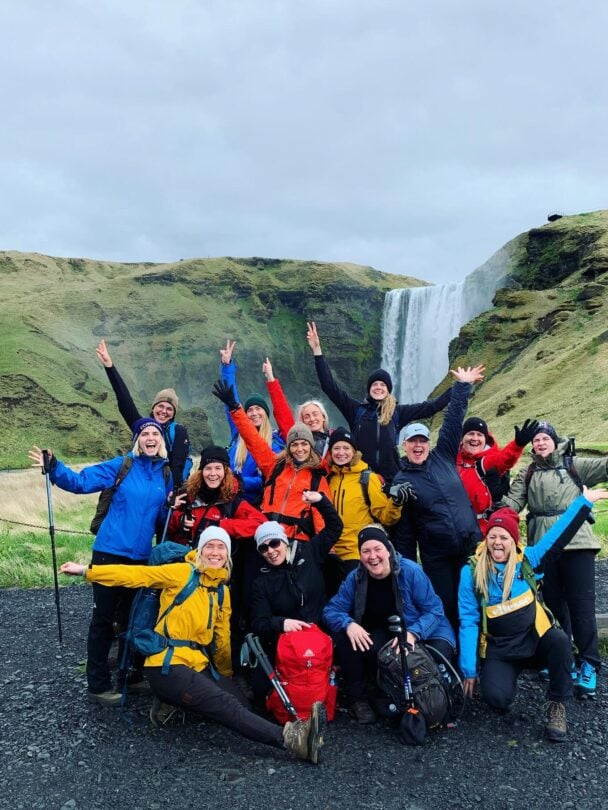 waterfall iceland women
