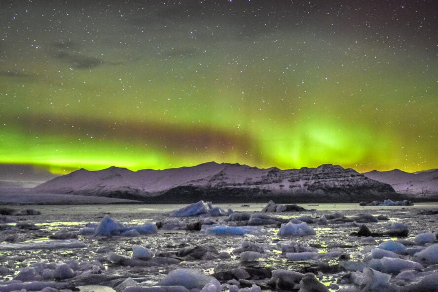 north pole glacier at night