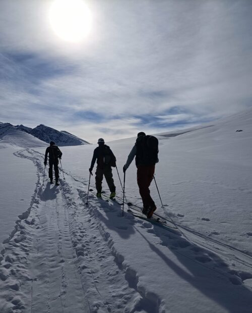 Backcountry skiing tour in Kyrgyzstan.