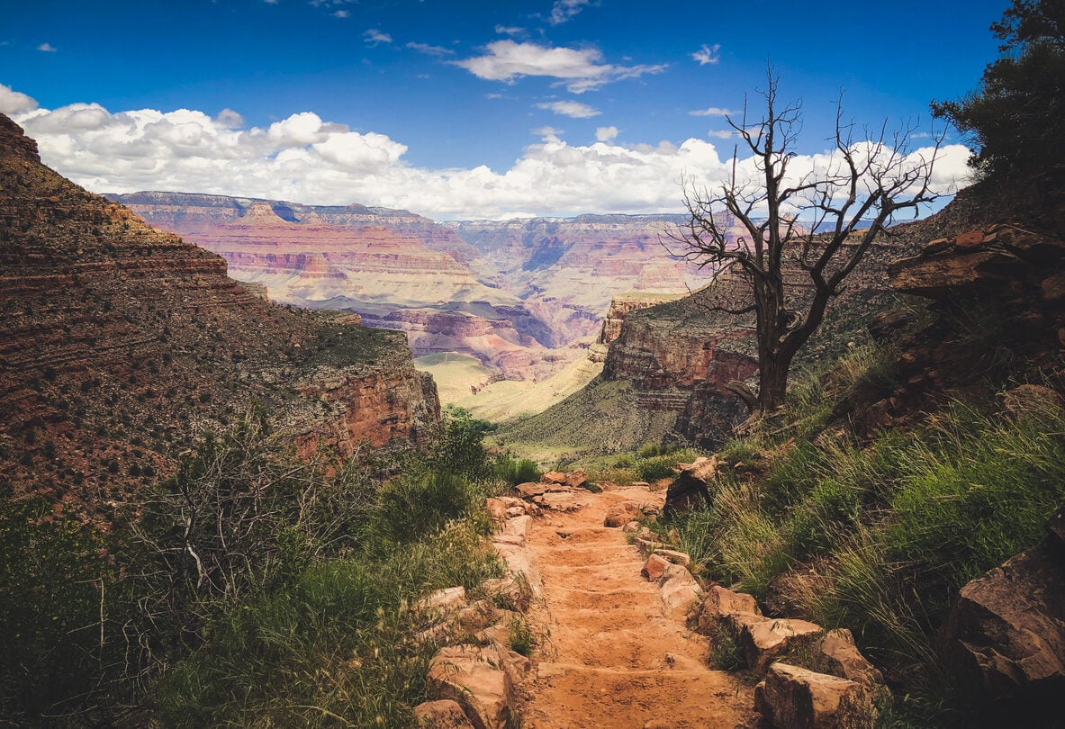 The Bright Angel Trail in the Grand Canyon.