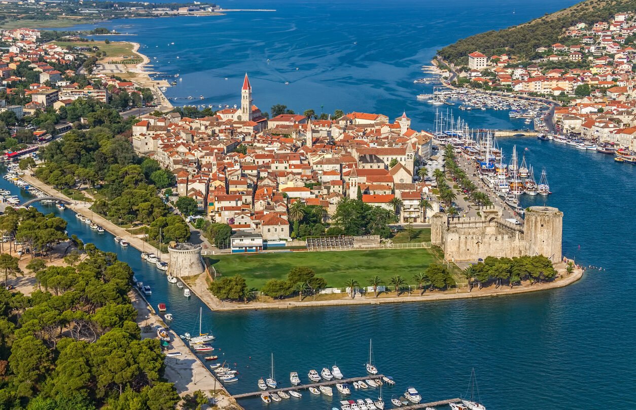 Aerial view of the town of Trogir in Dalmatia