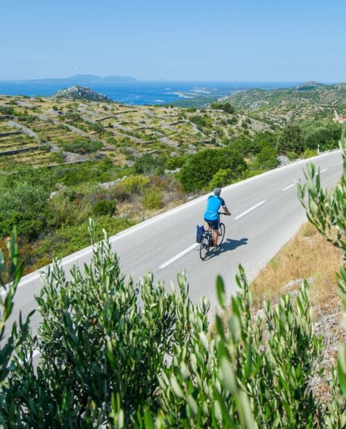Cycling on Island Hvar in Croatia.