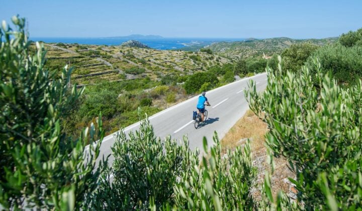Cycling on Island Hvar in Croatia.