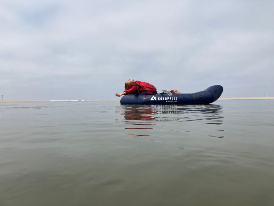 Kayaker relaxing along the Oregon Coast 