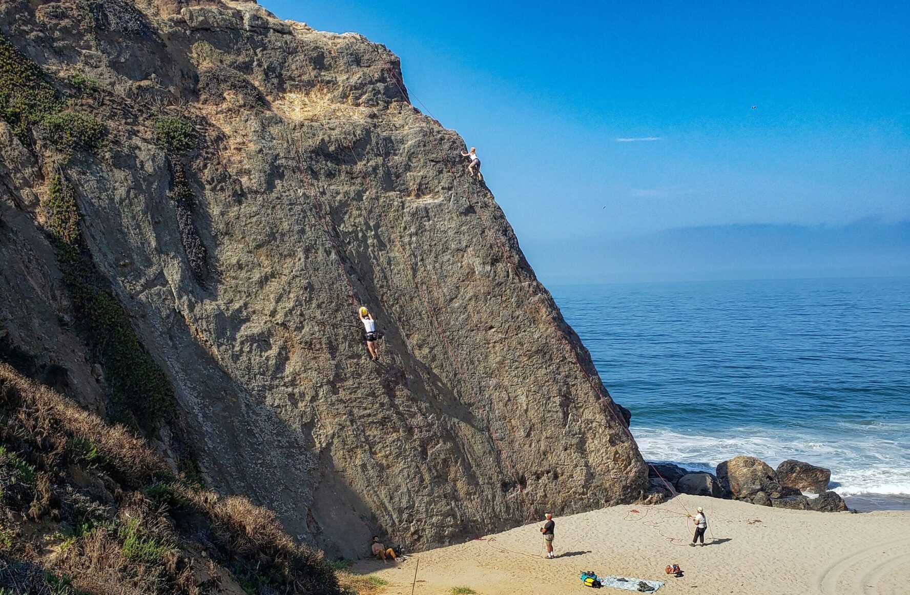 Point Dume Beach and the climbing cliff.