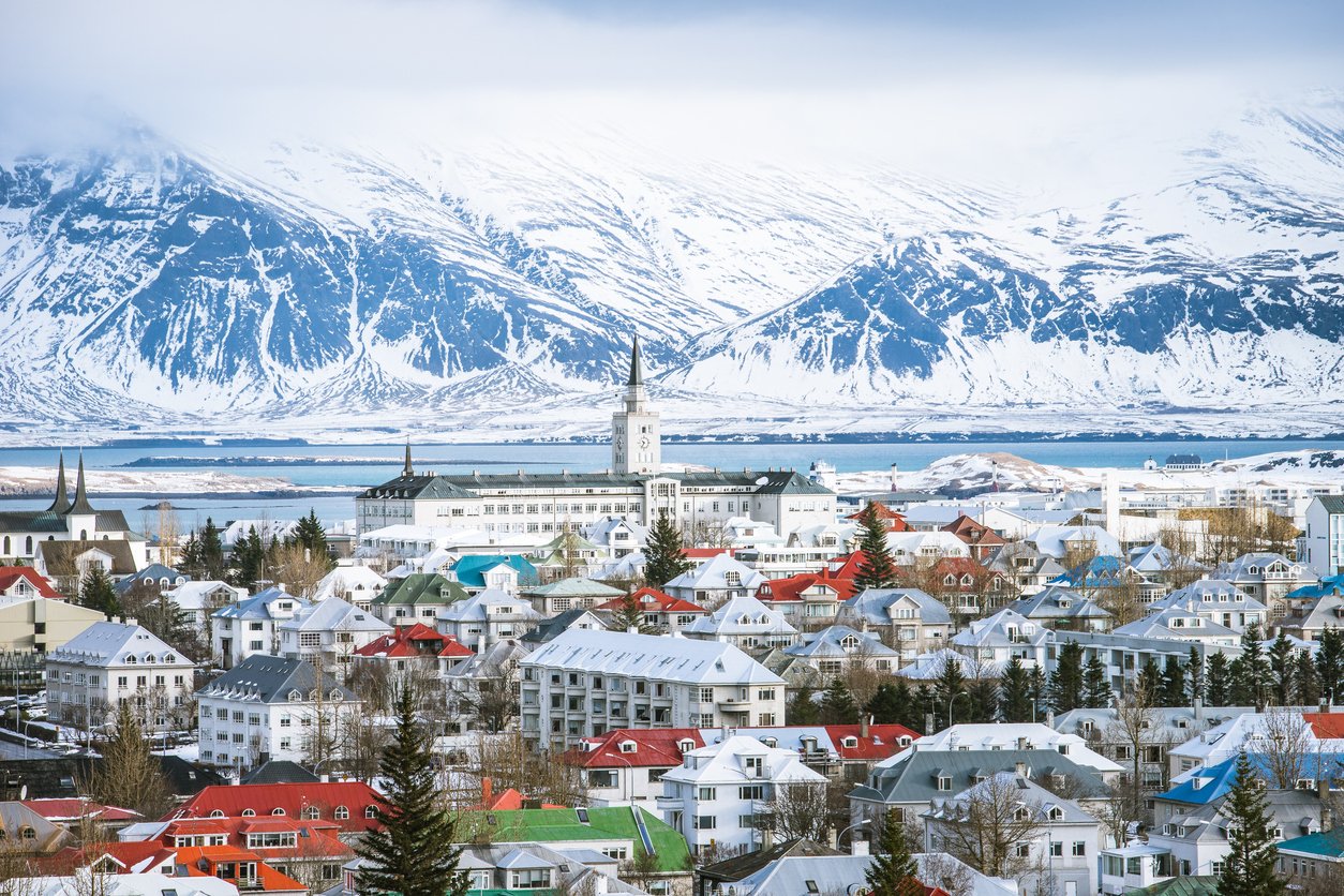 Vedute of Reykjavik during winter.