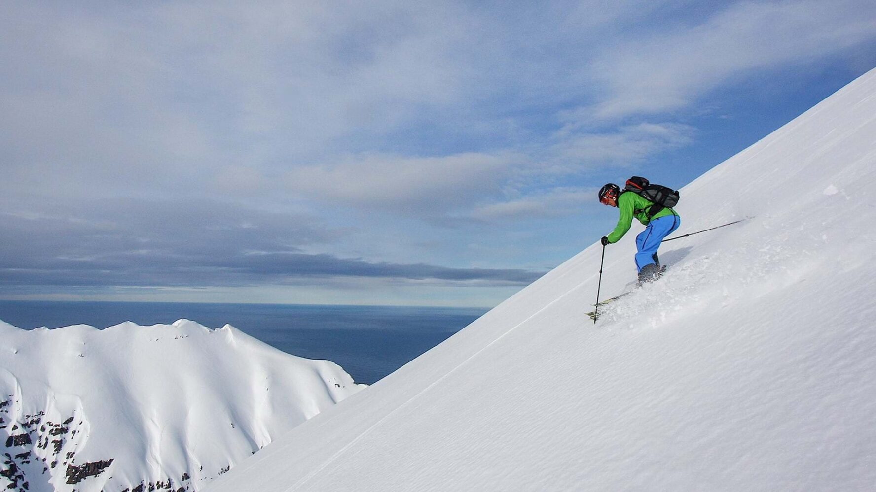 Ski touring on slopes