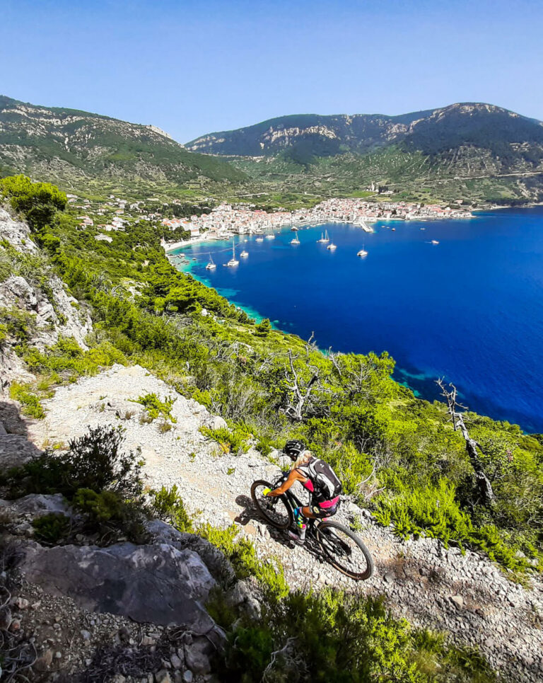 Mountain biking with a guide through amazing trail of island Vis