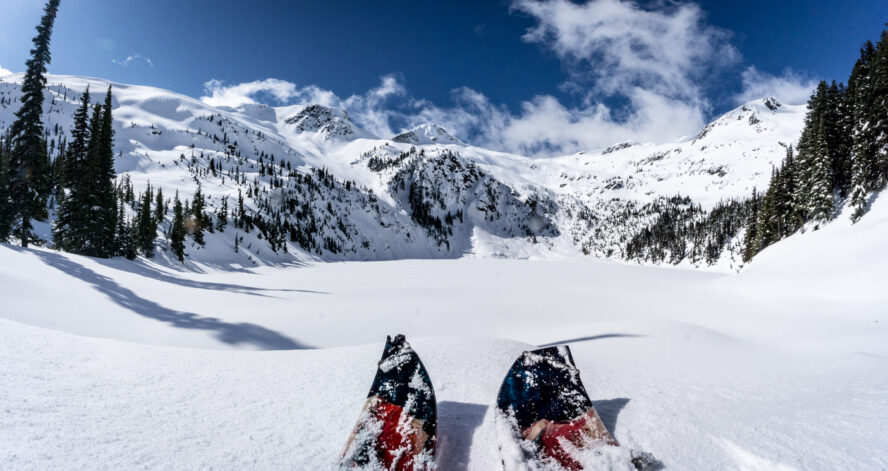 The POV of a backcountry skier in British Columbia