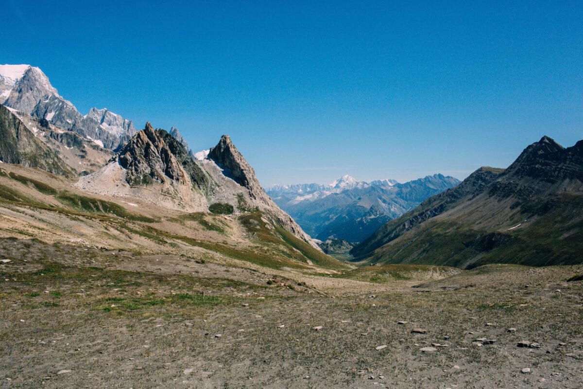 Landscape mountain pass Col de la Seigne , Valle d'Aosta,Italy