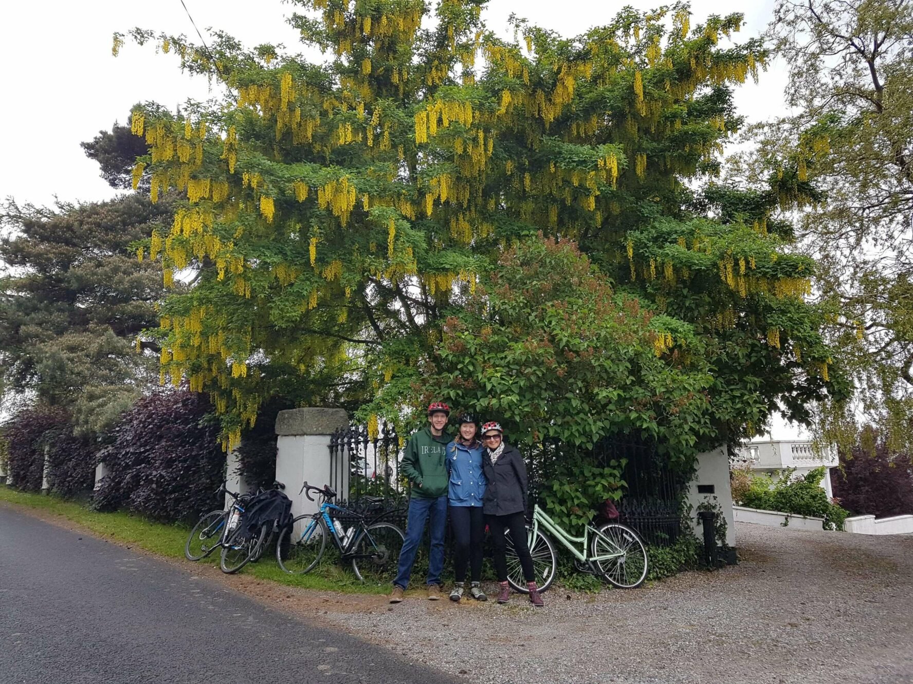 Group of cyclers taking a break in Ireland.