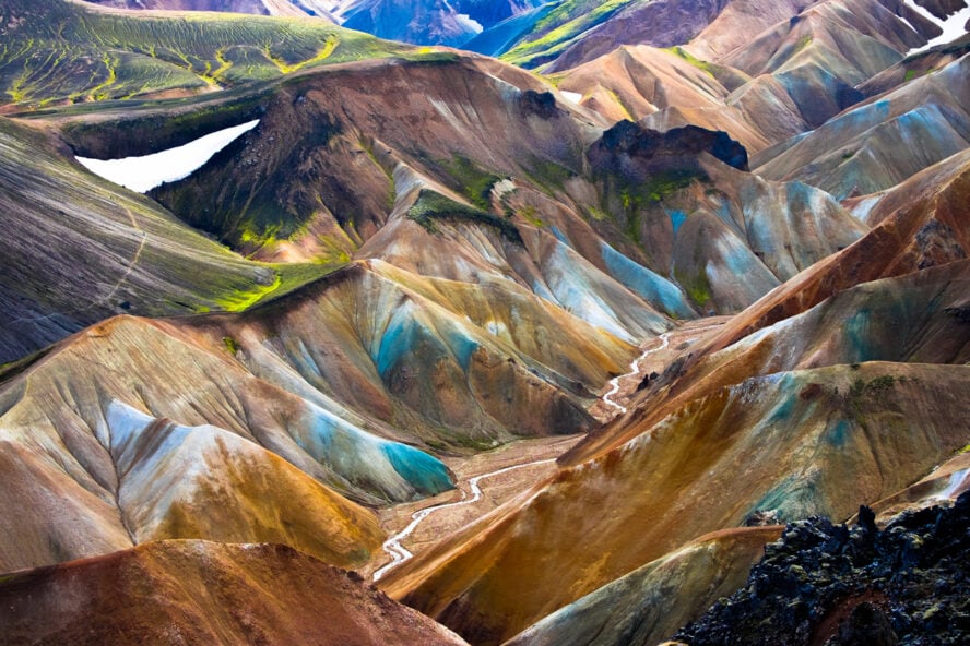 The colorful mountains of Landmannalaugar in the Icelandic Highlands