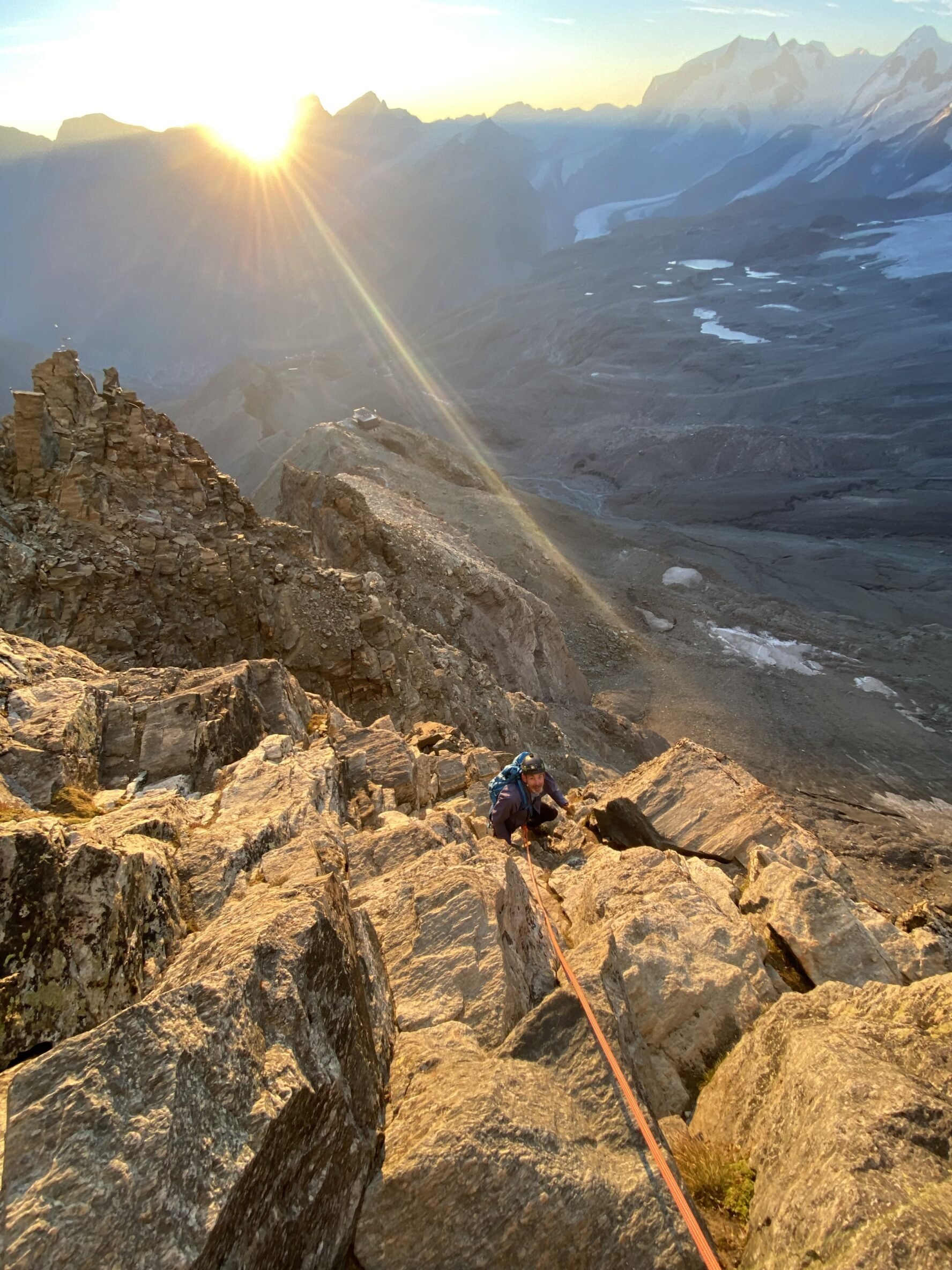 Climbing Matterhorn as sunrise lightens the face of the mountain Source: Guide (Webinar)