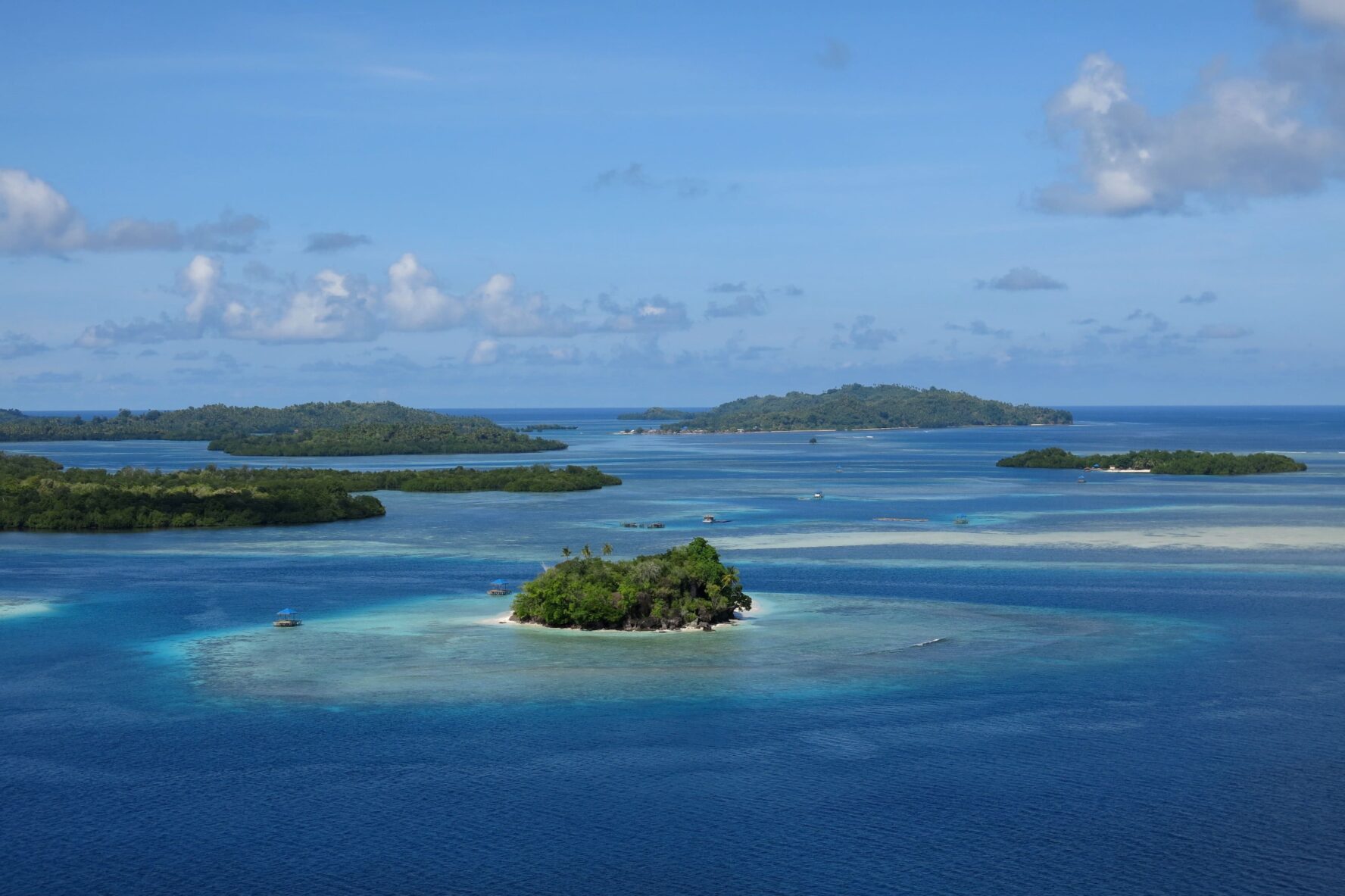 Birds eye of Raja Ampat isles