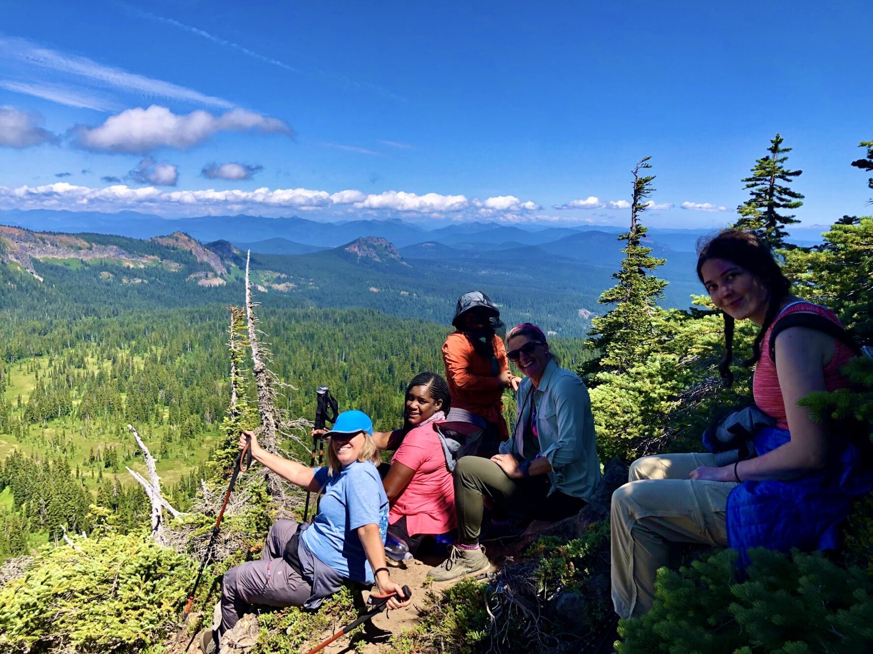 An all-women group enjoying the views
