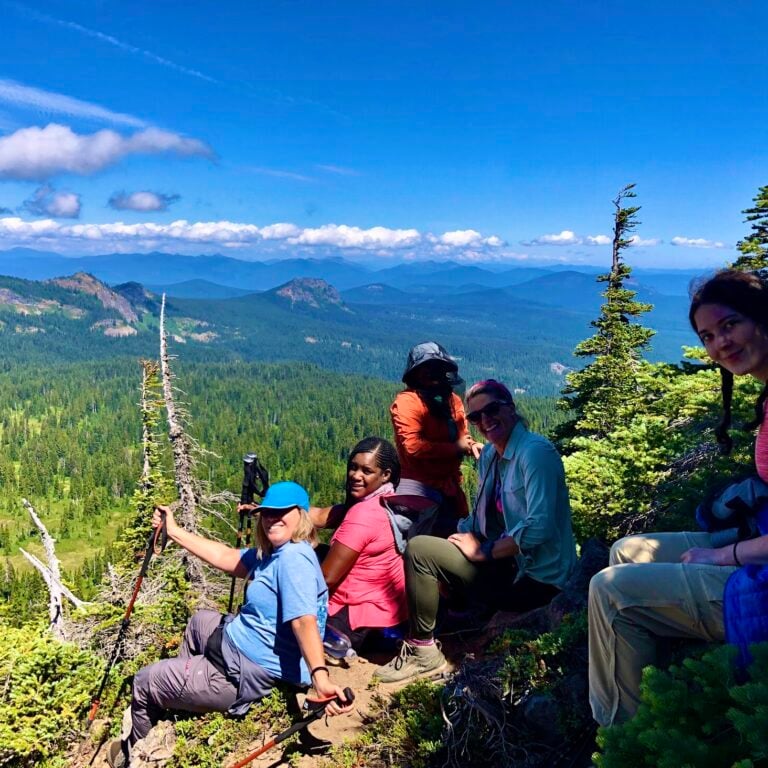 An all-women group enjoying the views