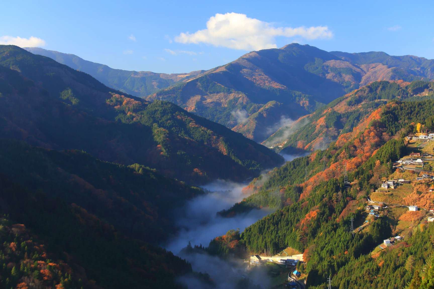 Beautiful landscapes of the Iya Valley seen during the cycling trip on Shikoku, Japan.