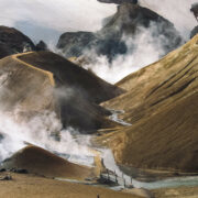 The trail around the Laugahraun lava field passes right by the base of Brennisteinsalda.