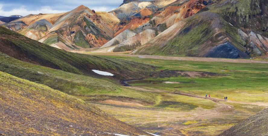 The Laugavegur trail begins in Landmannalaugar.