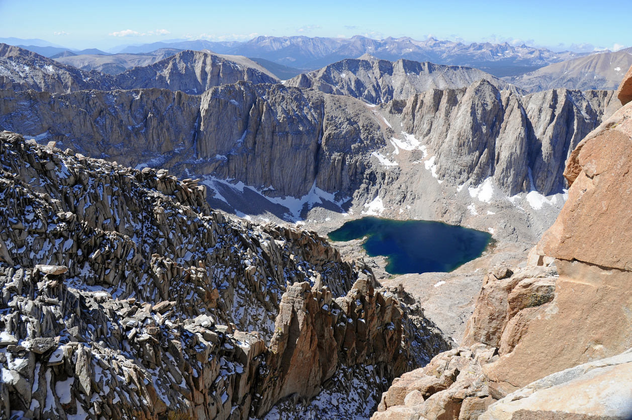 View from Sierra Nevada’s Mt Whitney in California.