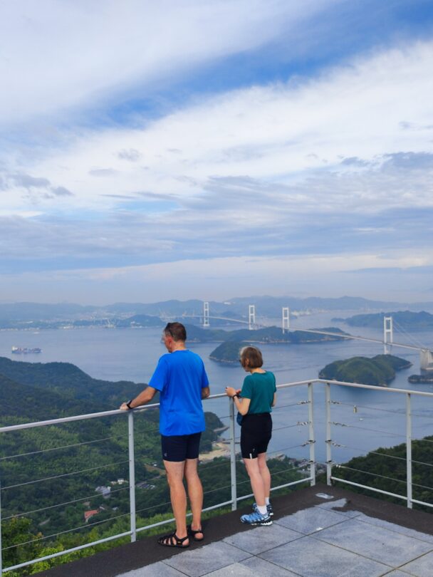 Cycling along the celebrated Shimanami Kaido between Honshu and Shikoku.